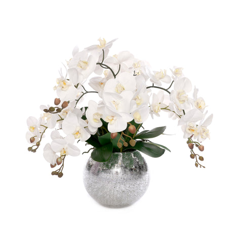 Real Touch Phalaenopsis Orchids in Sliver Glass Ball# F-204