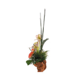 High Style Ikebana Tropical Arrangement in Natural Rustic Wood Bowl #F-217