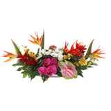 Tropical Flower Arrangement on Sliver Decor Plate #F-219