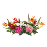 Tropical Flower Arrangement on Sliver Decor Plate #F-219