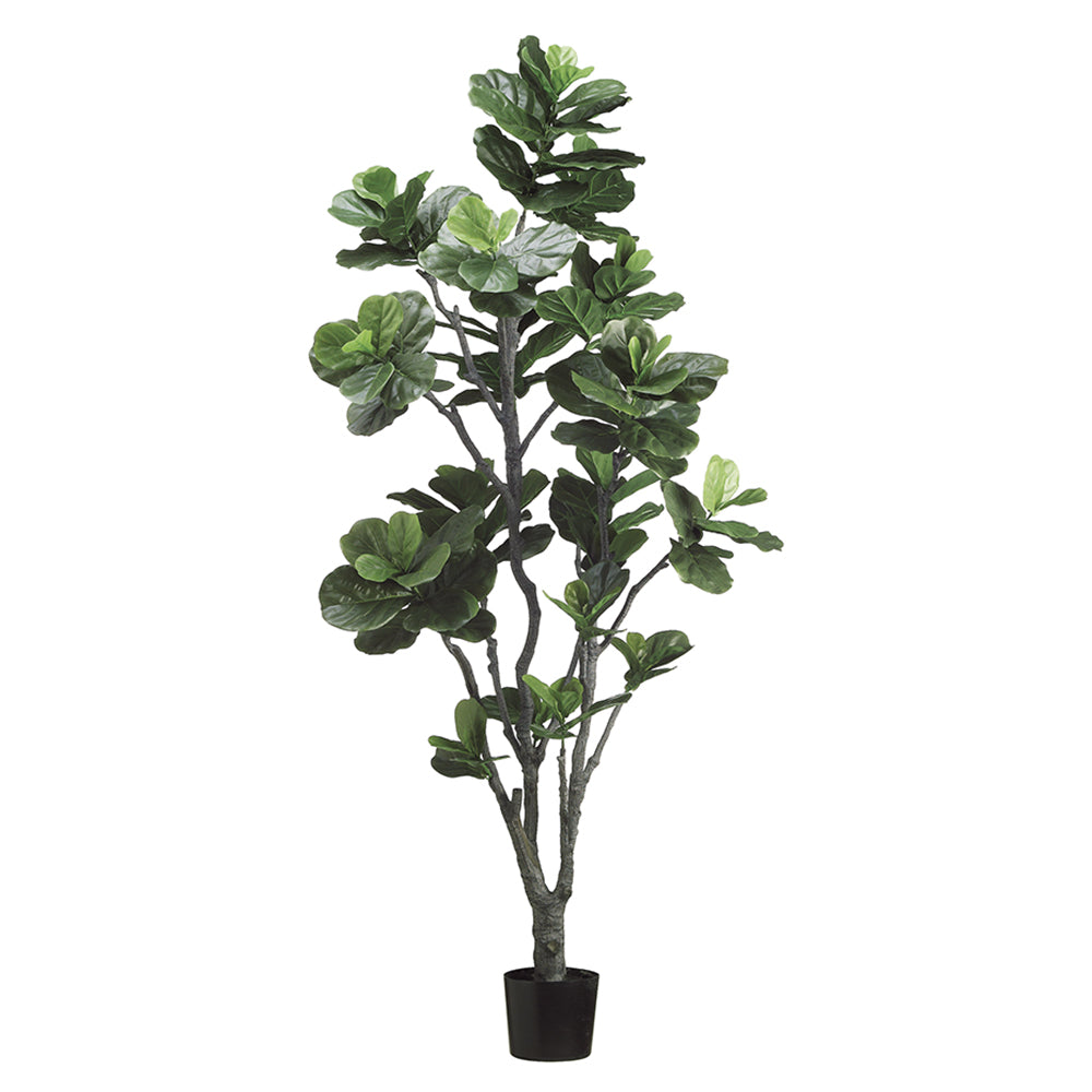 7' Fiddle Leaf Tree with PU Trunk and 152 Leaves in Plastic Pot Green #LTF707-GR