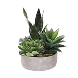 Artificial Succulents with Natural Pebbles in Cement Bowl #S-54