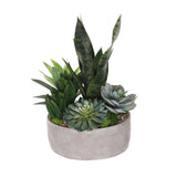 Artificial Succulents with Natural Pebbles in Cement Bowl #S-54