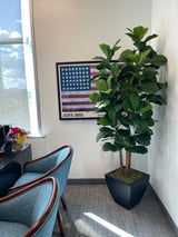7 Feet Artificial Silk Fiddle Leaf Tree with Real Wood Trunks in Black Metal Planter #T-99B
