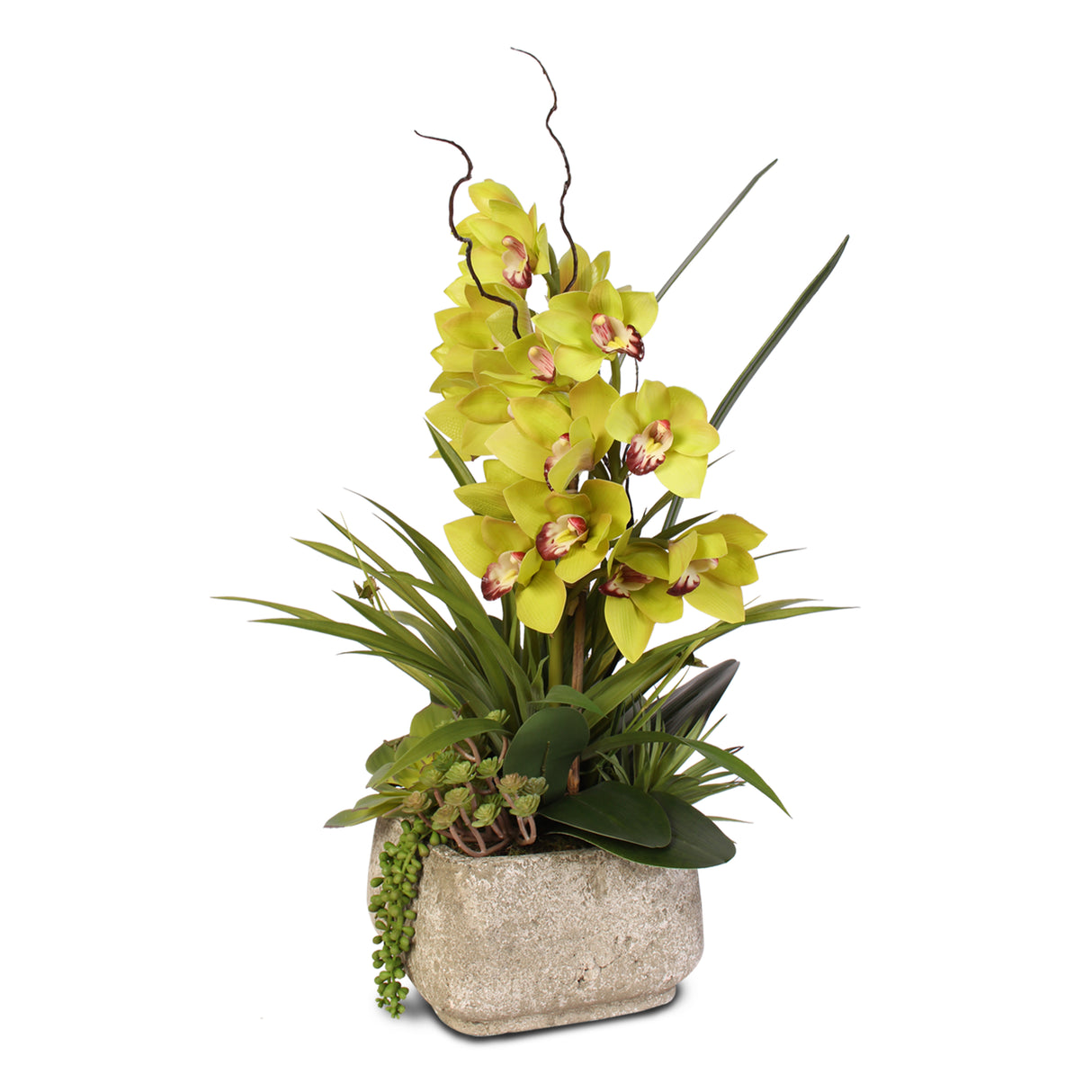 real touch, cymbidium orchid, succulents, artificial succulent, artificial flowers, home decor, silk flowers