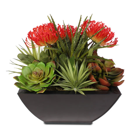 Tropical Artificial Succulents in a Metal Container #61C