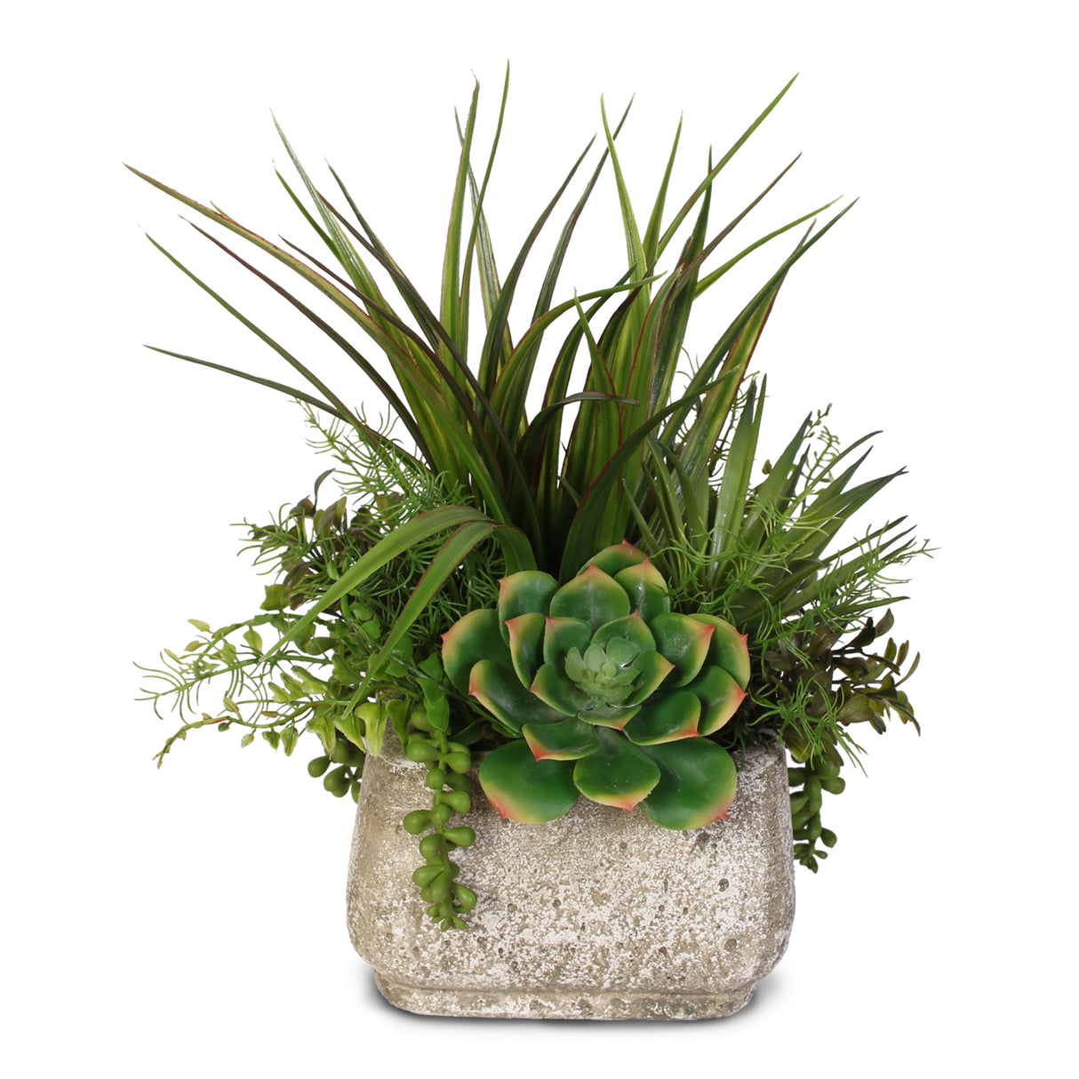 Artificial Succulent Variety in a Cement Pot #62C