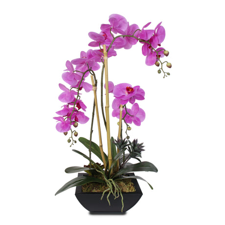 Real Touch Purple Phalaenopsis Orchid in a Metal Container #69