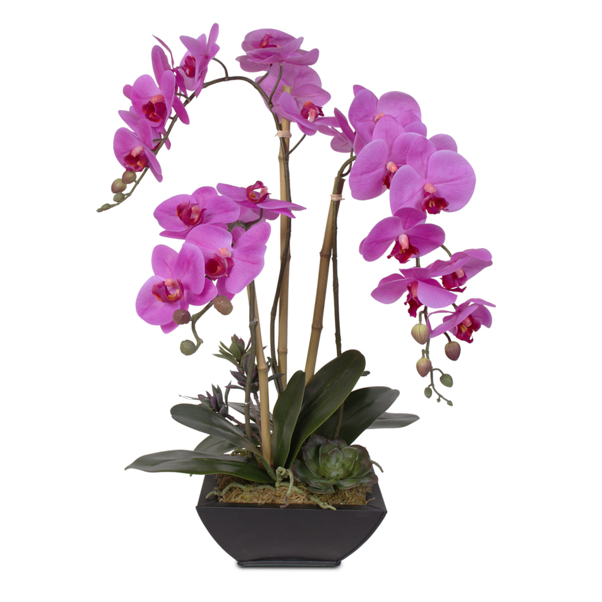 Real Touch Purple Phalaenopsis Orchid in a Metal Container #69