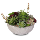 Artificial Succulent Variety in a Modern Cement Round Bowl #S-06