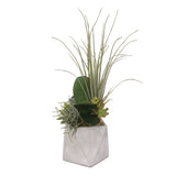 Regal Artificial Succulents in a Modern Geometric Stone Pot #S-30