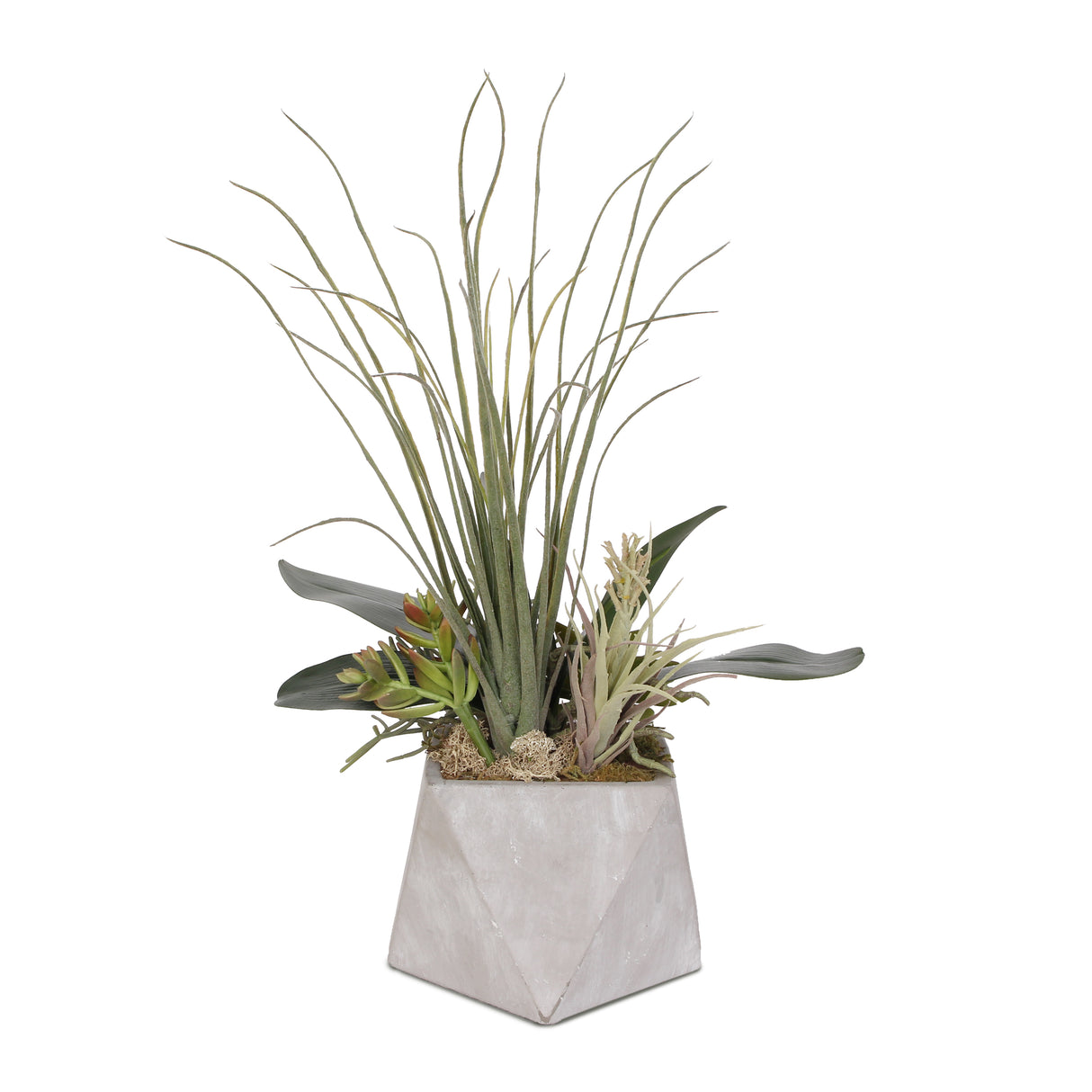 Regal Artificial Succulents in a Modern Geometric Stone Pot #S-30