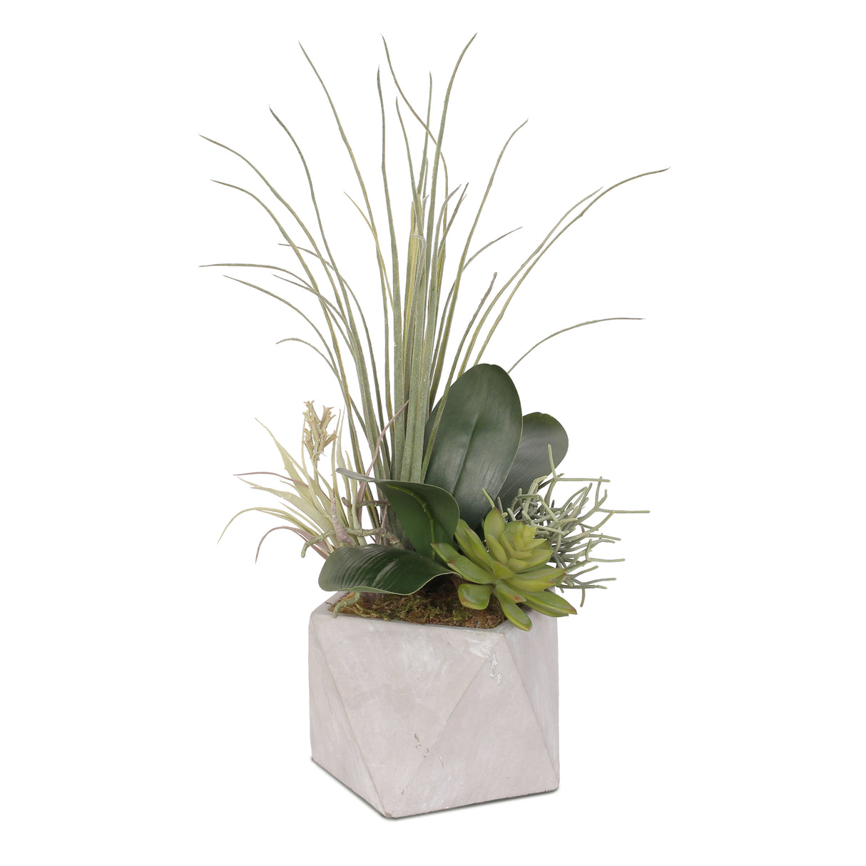 Regal Artificial Succulents in a Modern Geometric Stone Pot #S-30