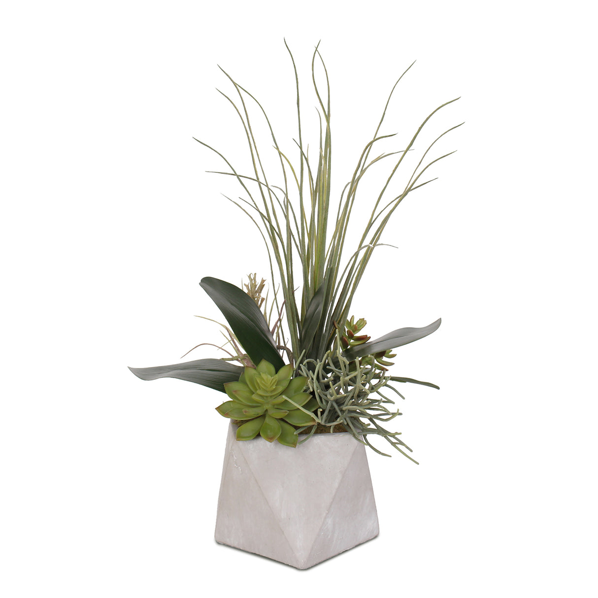 Regal Artificial Succulents in a Modern Geometric Stone Pot #S-30