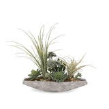 Artificial Succulents Arrangement in Cement Boat Pot#S-42