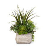 Artificial Succulent Variety in a Cement Pot #SG-62B