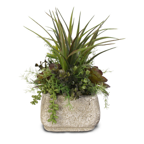 Artificial Succulent Variety in a Cement Pot #SG-63B