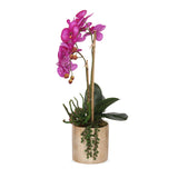 Real Touch Purple Orchids Flower Arrangement in Round Gold Cylinder Pot#F-167