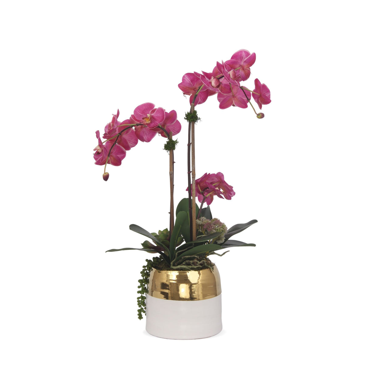 Real Touch Beauty Pink Orchids with Geodes/Succulents Flower Arrangement #F-173