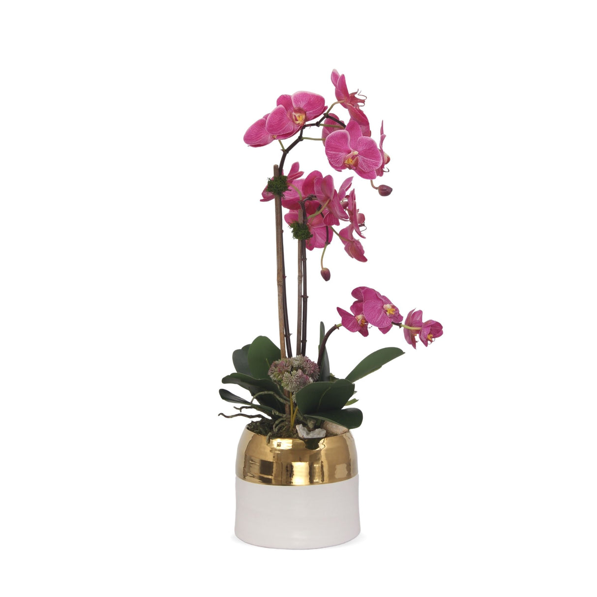 Real Touch Beauty Pink Orchids with Geodes/Succulents Flower Arrangement #F-173